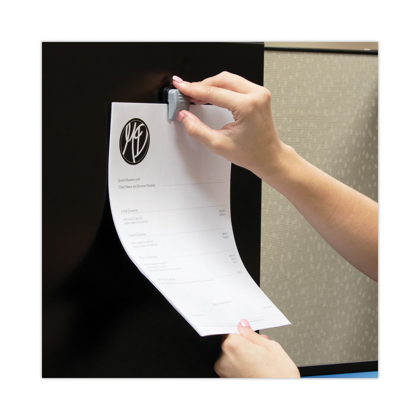 Advantus Grip-A-Clip Magnetic/Adhesive Clips, 0.13" Jaw Capacity, Gray, 10/Box (91172)