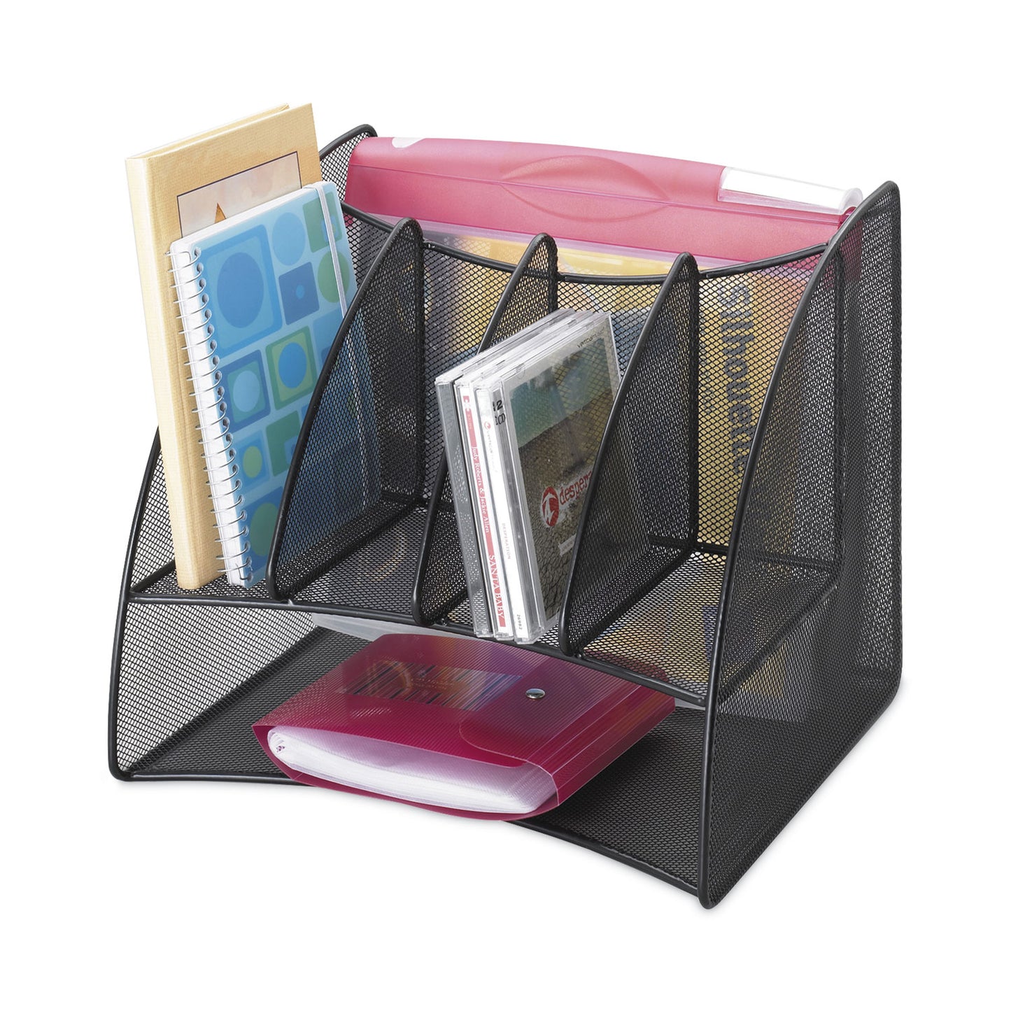 Safco Onyx Mesh Corner Organizer, Six Sections, 15 x 11 x 13, Black (3261BL)