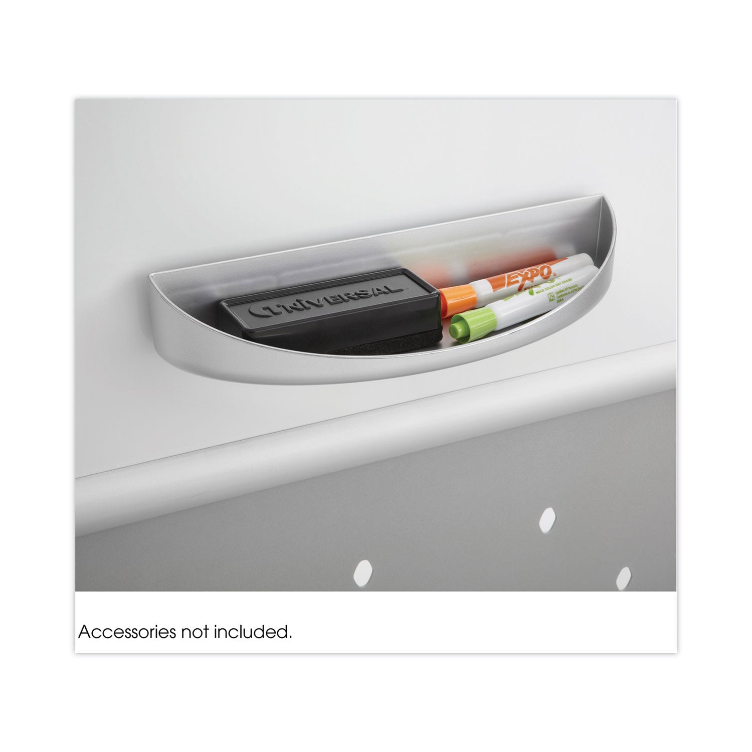 Safco Rumba Whiteboard Screen Accessories, Eraser Tray, 12.25 x 3.5 x 2.25, Magnetic Mount, Silver (2008GR)