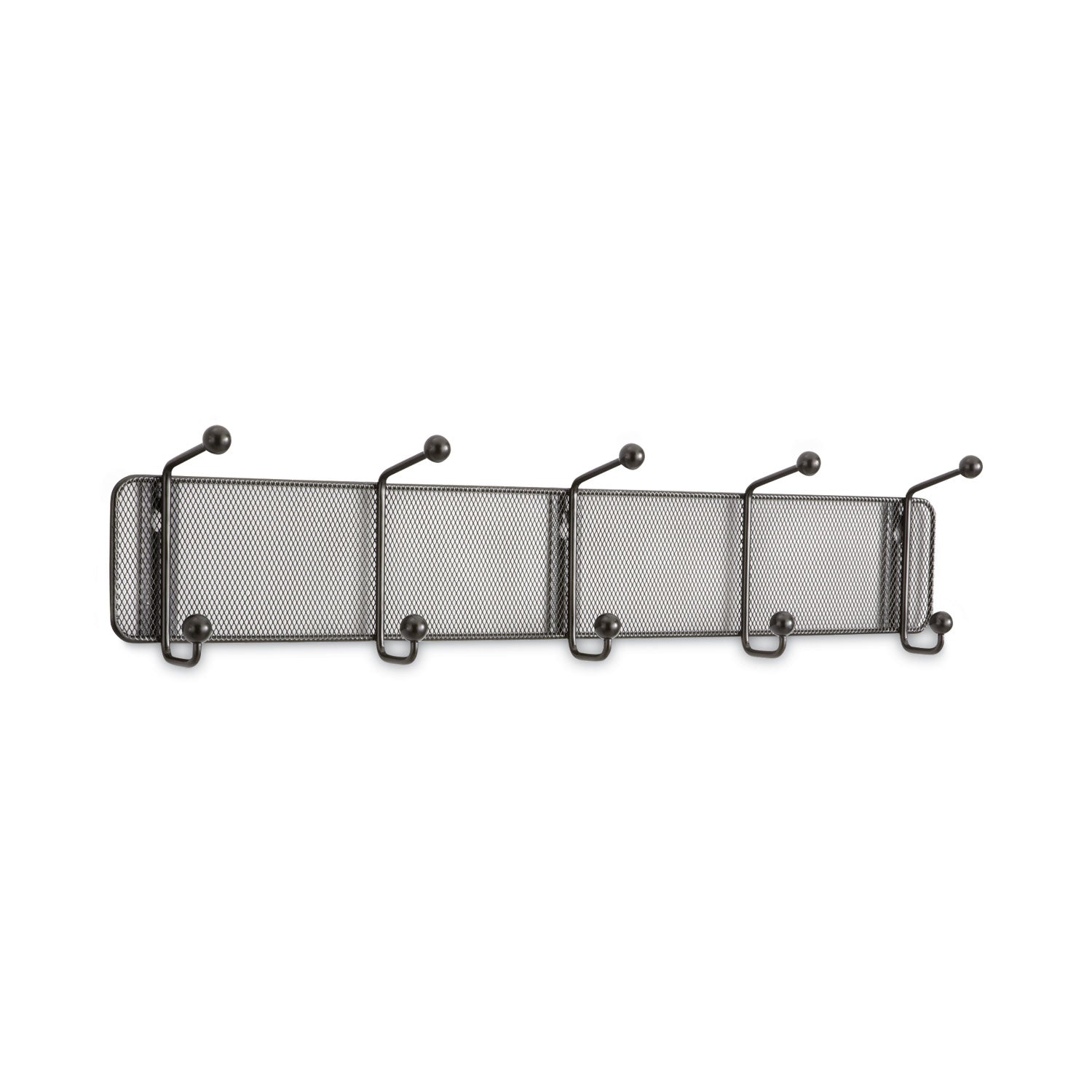 Safco Onyx Mesh Wall Racks, 5 Hook, 26.75w x 3d x 5.5h, Black (6403BL)