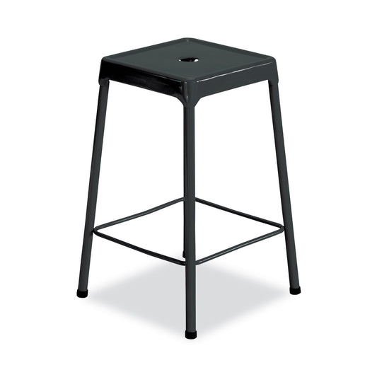 Safco Counter-Height Steel Stool, Backless, Supports Up to 250 lb, 25" Seat Height, Black (6605BL)