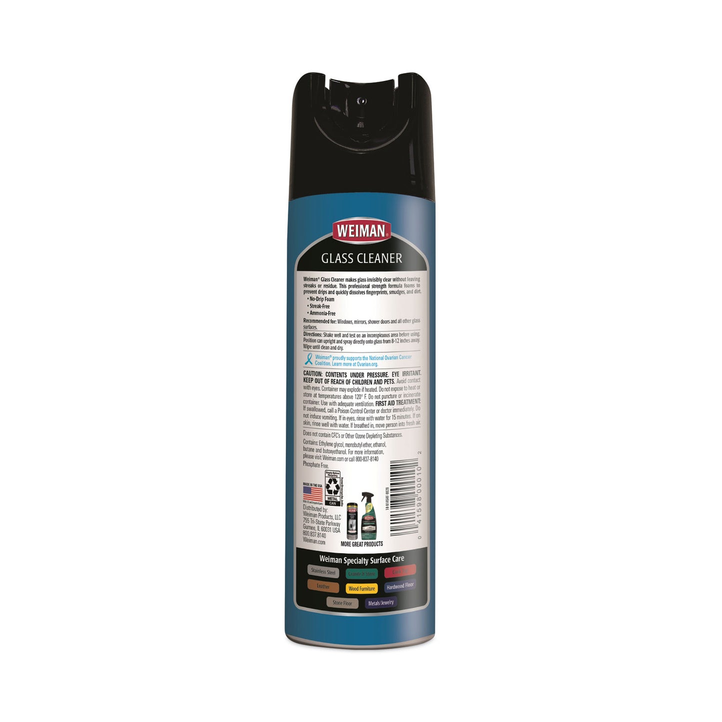 WEIMAN Foaming Glass Cleaner, 19 oz Aerosol Spray Can, 6/Carton (10CT)