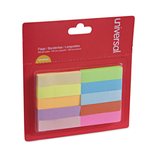 Universal Self-Stick Page Tabs, 0.5" x 1.75", Assorted Colors, 500/Pack (99026)