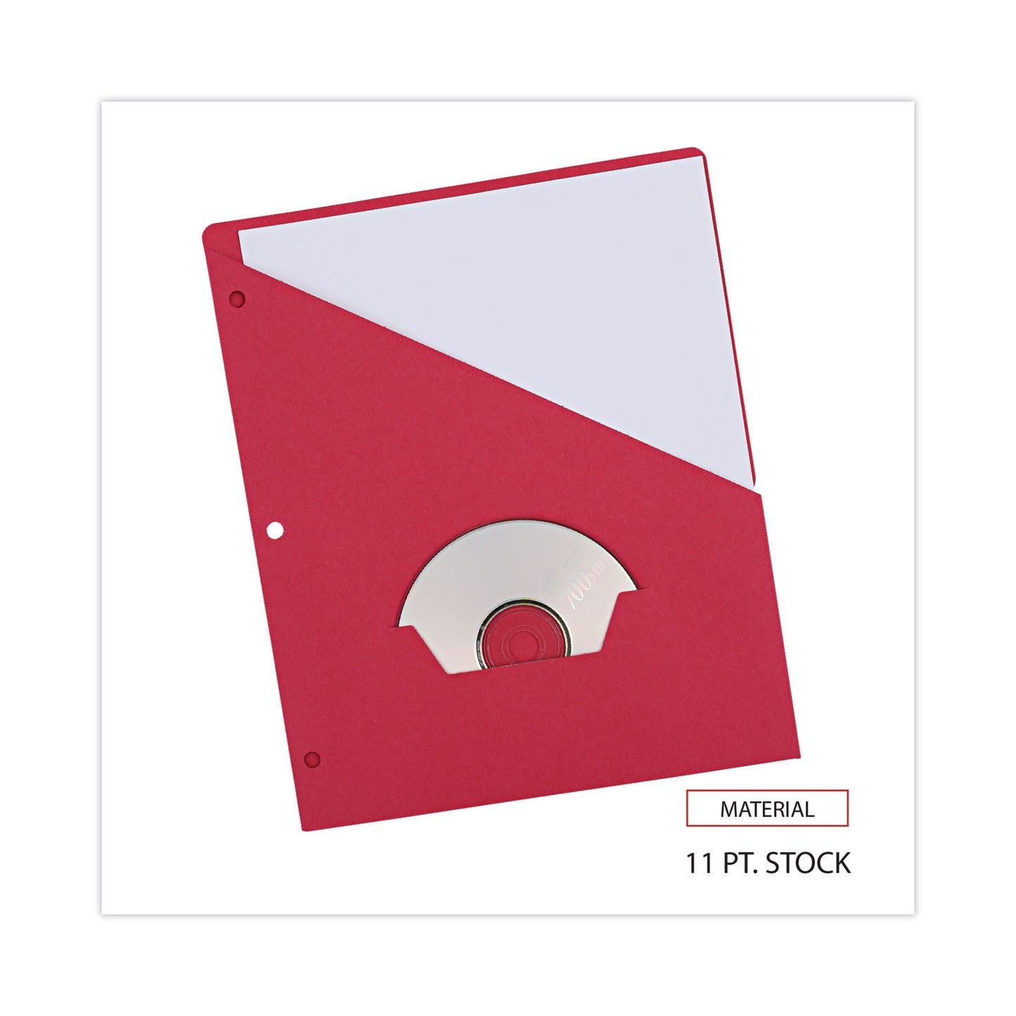 Universal Slash-Cut Pockets for Three-Ring Binders, Jacket, Letter, 11 Pt., 8.5 x 11, Red, 10/Pack (61683)