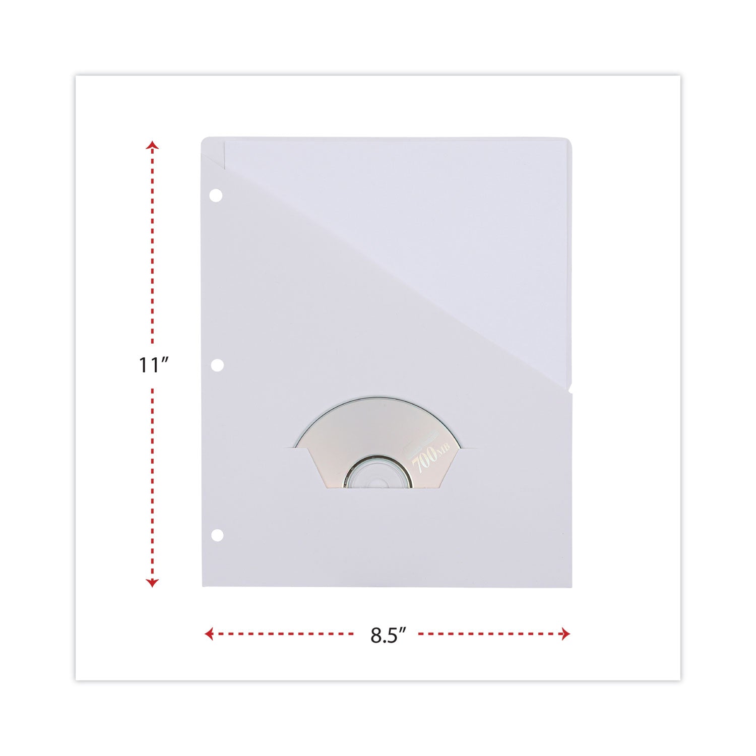 Universal Slash-Cut Pockets for Three-Ring Binders, Jacket, Letter, 11 Pt., 9.75 x 11.75, White, 10/Pack (61687)