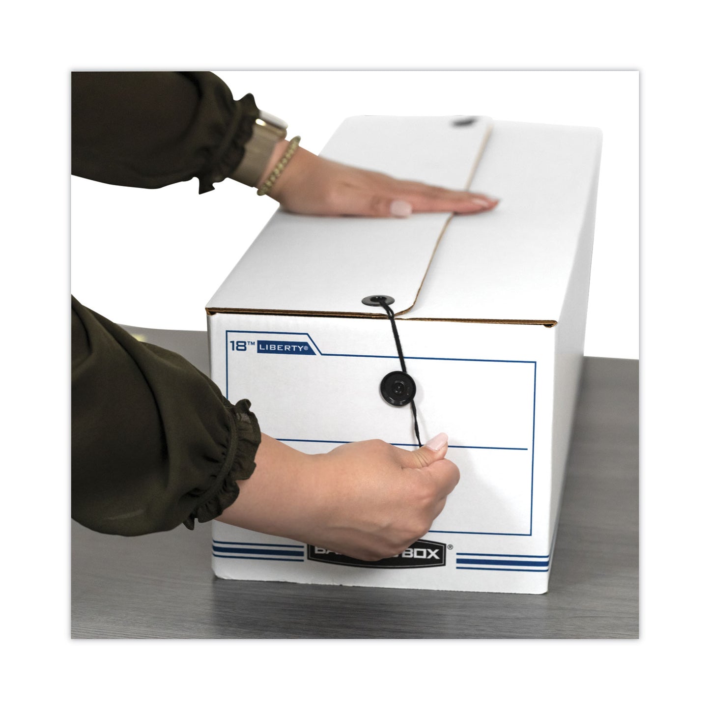 Bankers Box LIBERTY Check and Form Boxes, 9.75" x 23.75" x 6.25", White/Blue, 12/Carton (00022)