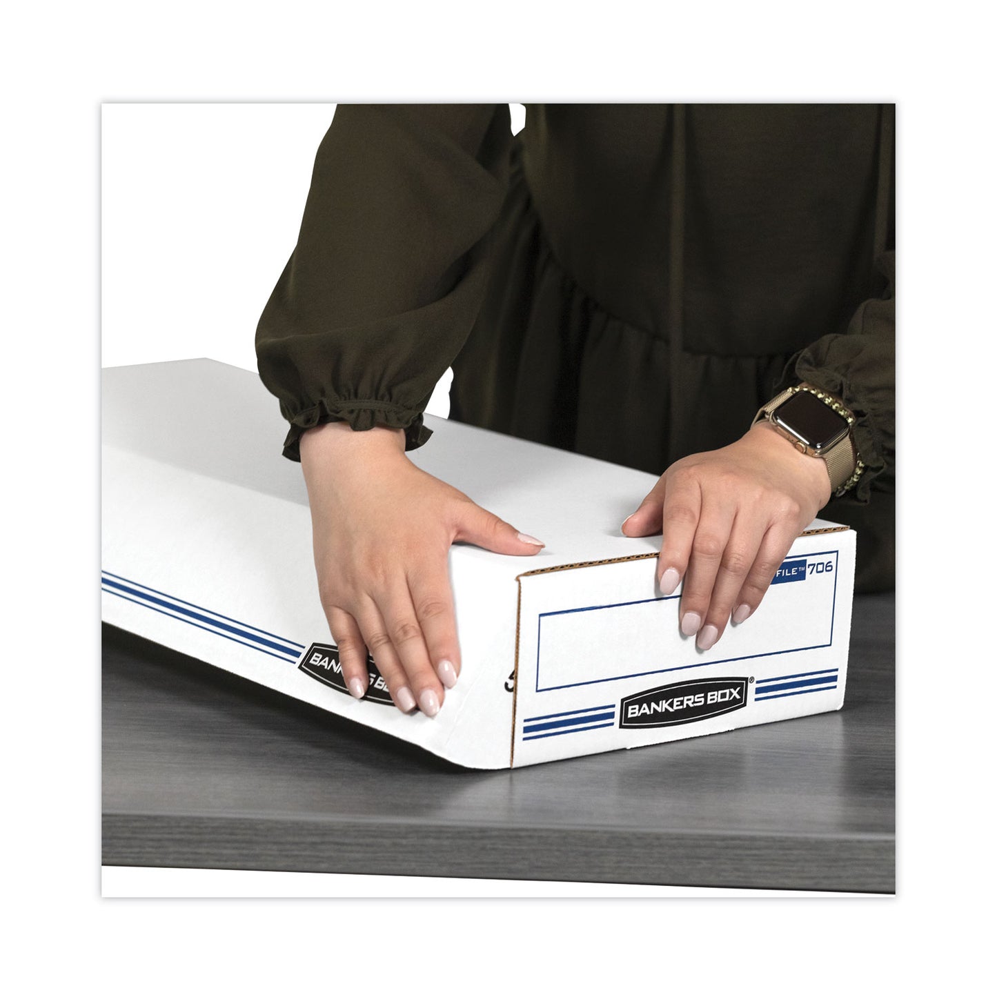 Bankers Box STOR/FILE Check Boxes, 9.25" x 25" x 4.13", White/Blue, 12/Carton (00706)