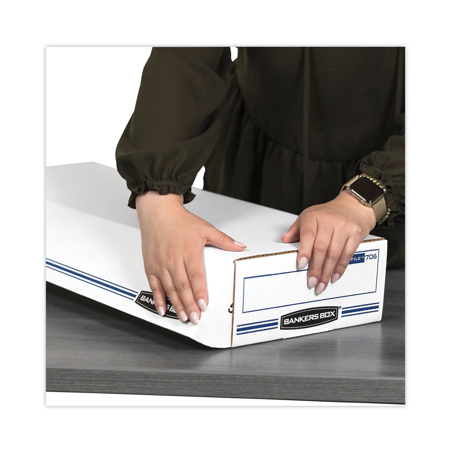 Bankers Box STOR/FILE Check Boxes, 9.25" x 25" x 4.13", White/Blue, 12/Carton (00706)