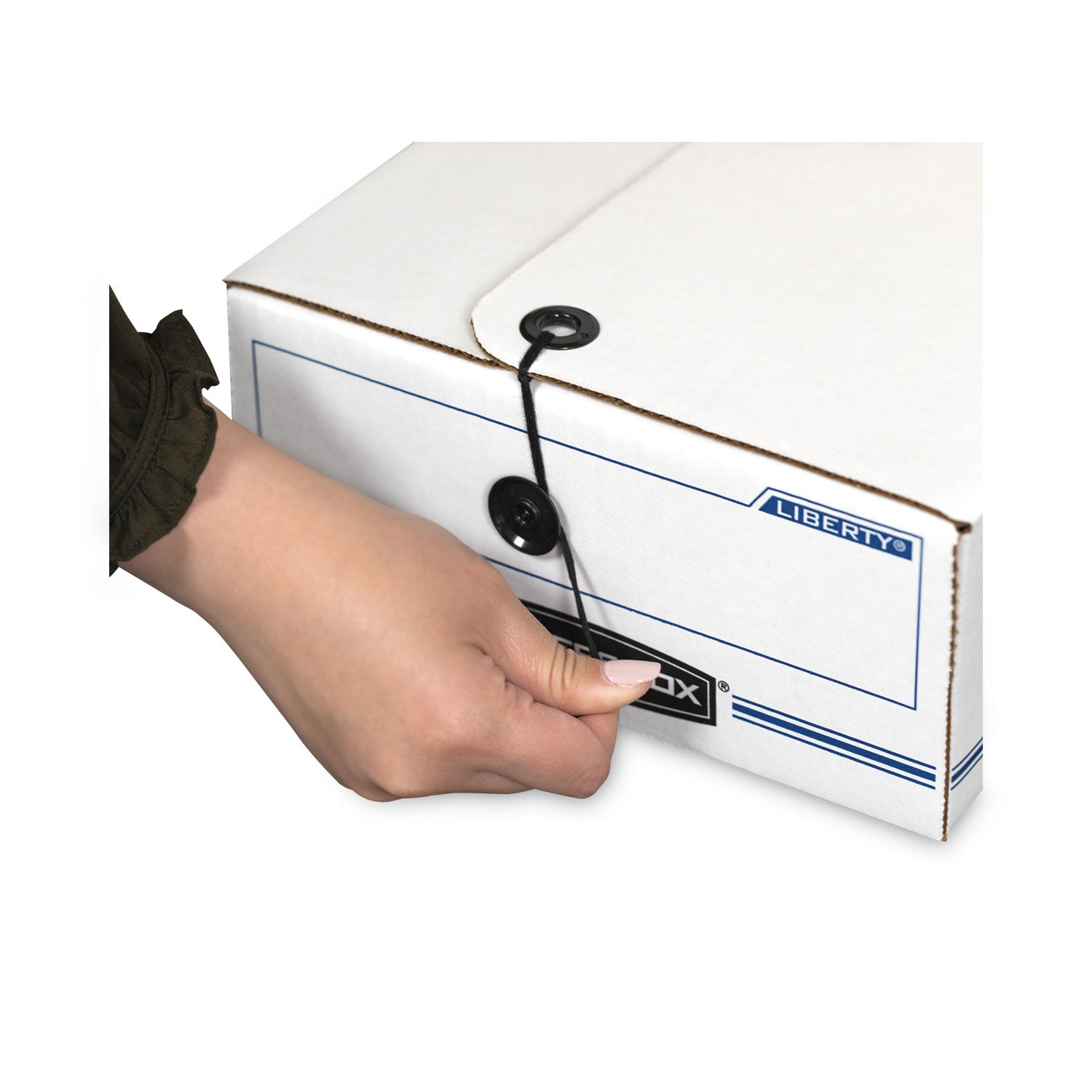 Bankers Box LIBERTY Check and Form Boxes, 9" x 24" x 6.38", White/Blue, 12/Carton (00006)