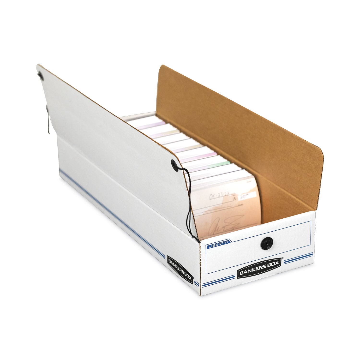 Bankers Box LIBERTY Check and Form Boxes, 9.5" x 23.75" x 4.5", White/Blue, 12/Carton (00007)