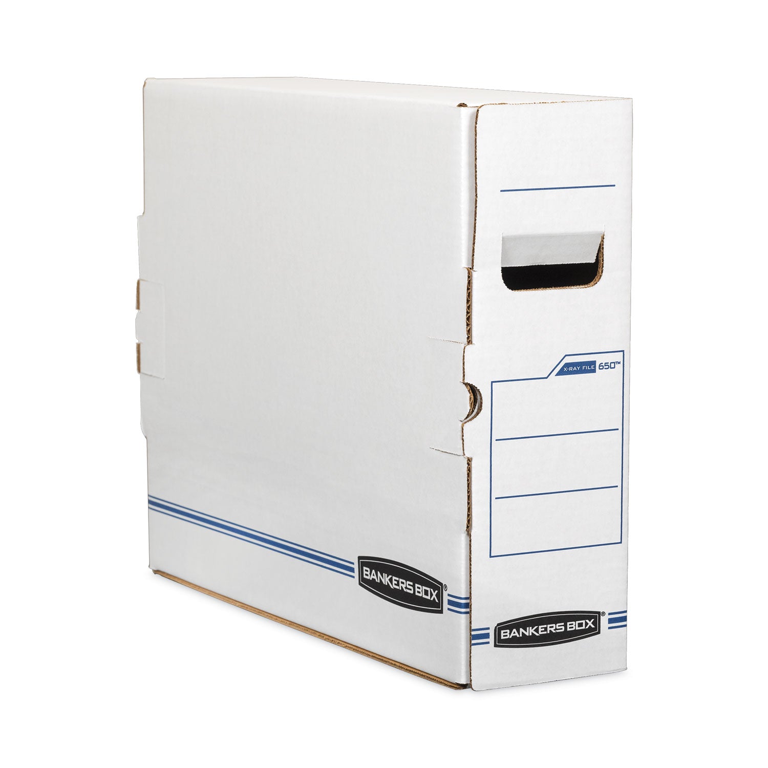 Bankers Box X-Ray Storage Boxes, 5" x 18.75" x 14.88", White/Blue, 6/Carton (00650)