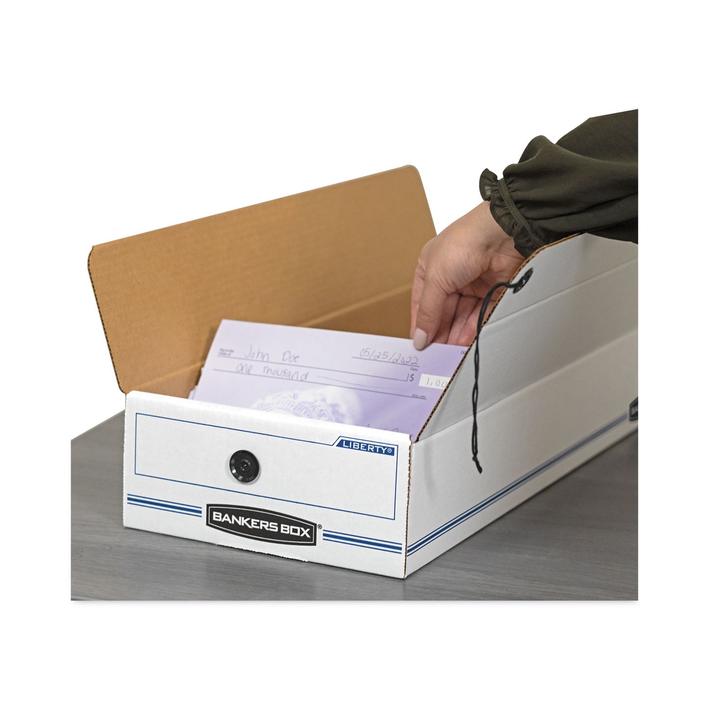 Bankers Box LIBERTY Check and Form Boxes, 6.25" x 24" x 4.5", White/Blue, 12/Carton (00003)