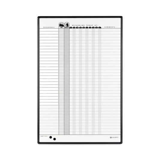 Quartet Employee In/Out Board System, Up to 36 Employees, 24 x 36, Porcelain White/Gray Surface, Black Aluminum Frame (783G)