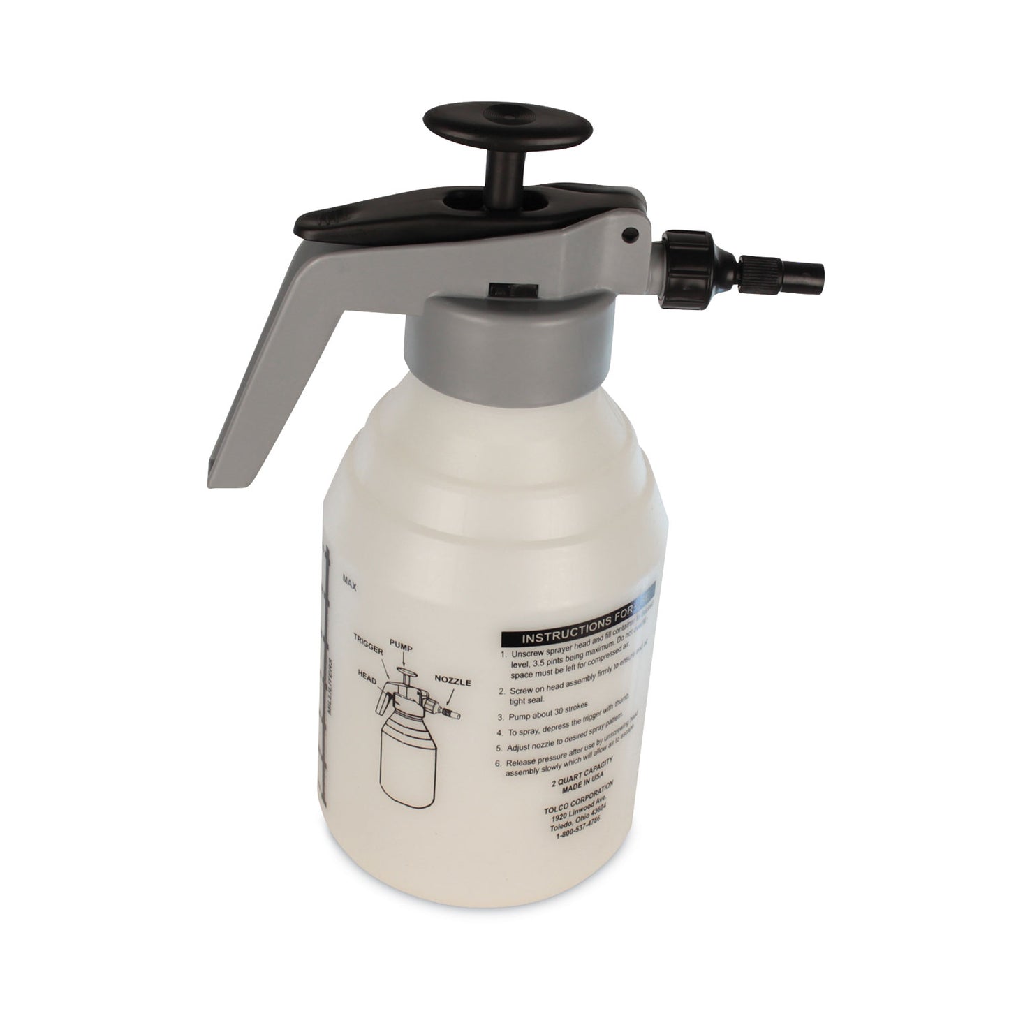 TOLCO Model 942 Pump-Up Sprayer, 2 qt, Gray/Natural (150300)