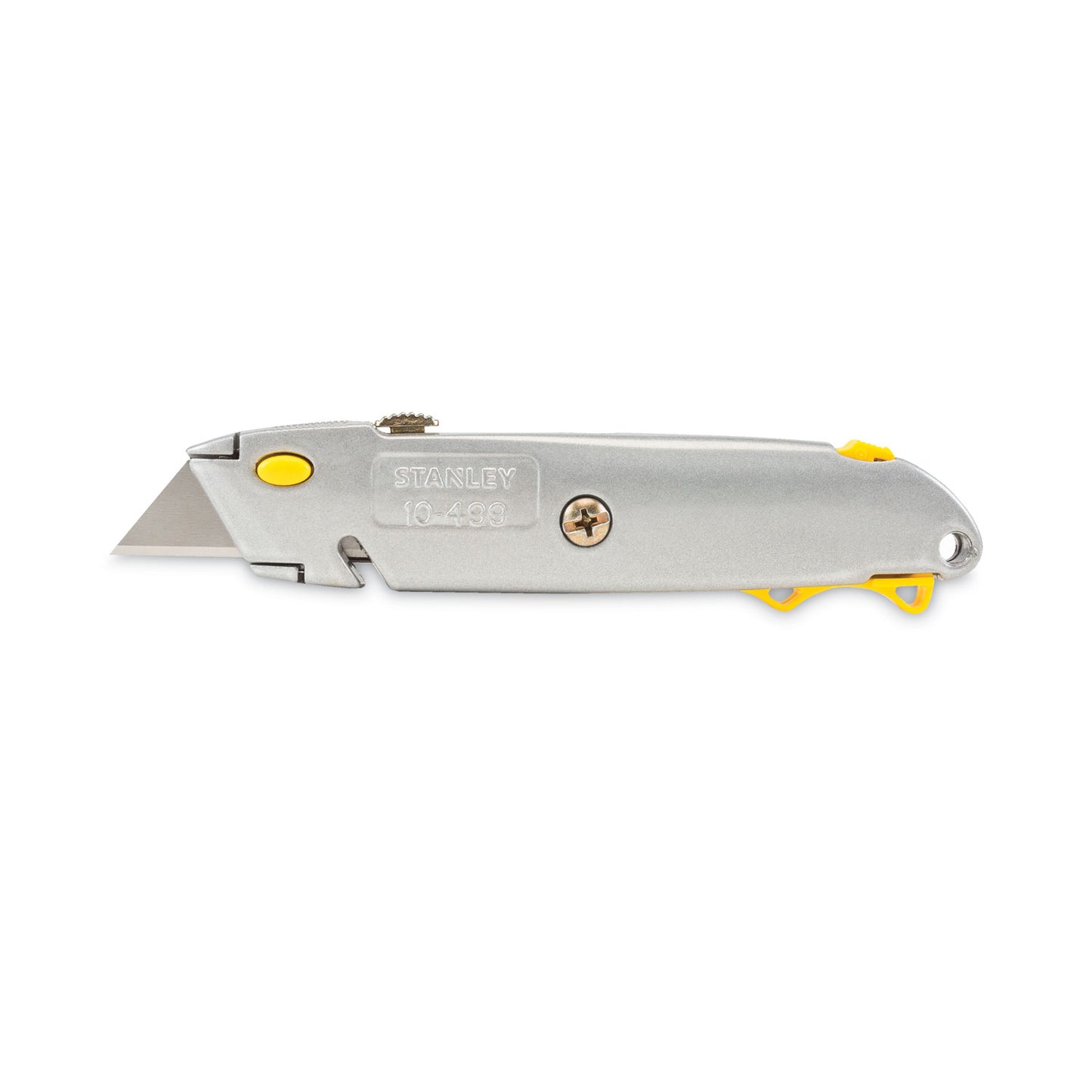 Stanley Quick-Change Utility Knife with Twine Cutter and (3) Retractable Blades, 6" Metal Handle, Gray (10499)