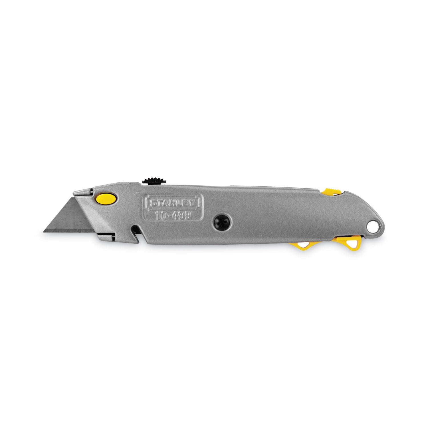 Stanley Quick-Change Utility Knife with Twine Cutter and (3) Retractable Blades, 6" Metal Handle, Gray (10499)