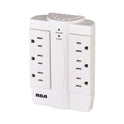 RCA 6 Outlet Swivel Surge Protector, 6 AC Outlets, 1,200 J, White (PSWTS6FV)