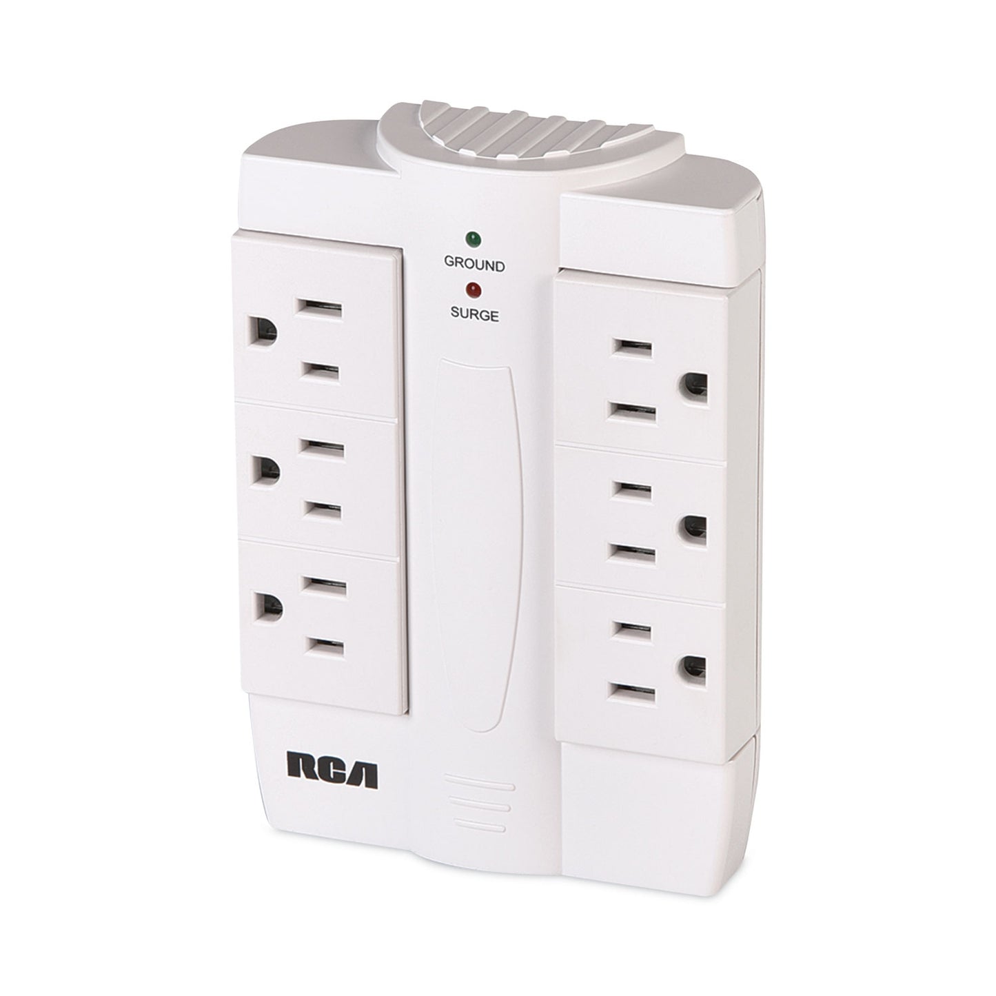 RCA 6 Outlet Swivel Surge Protector, 6 AC Outlets, 1,200 J, White (PSWTS6FV)