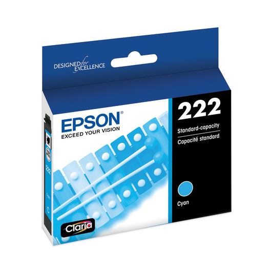 Epson T222220S (T222) Claria Ink, 165 Page-Yield, Cyan