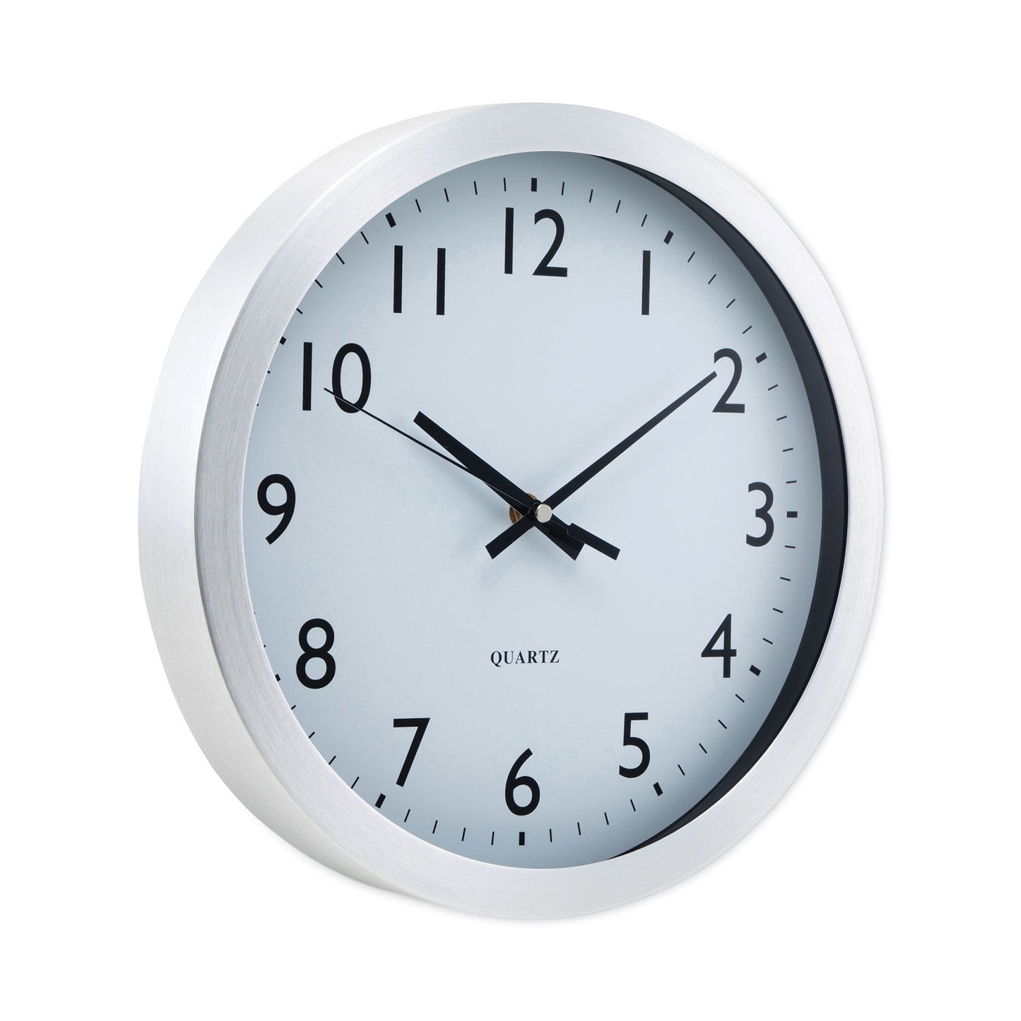 Universal Brushed Aluminum Wall Clock, 12" Overall Diameter, Silver Case, 1 AA (sold separately) (10425)