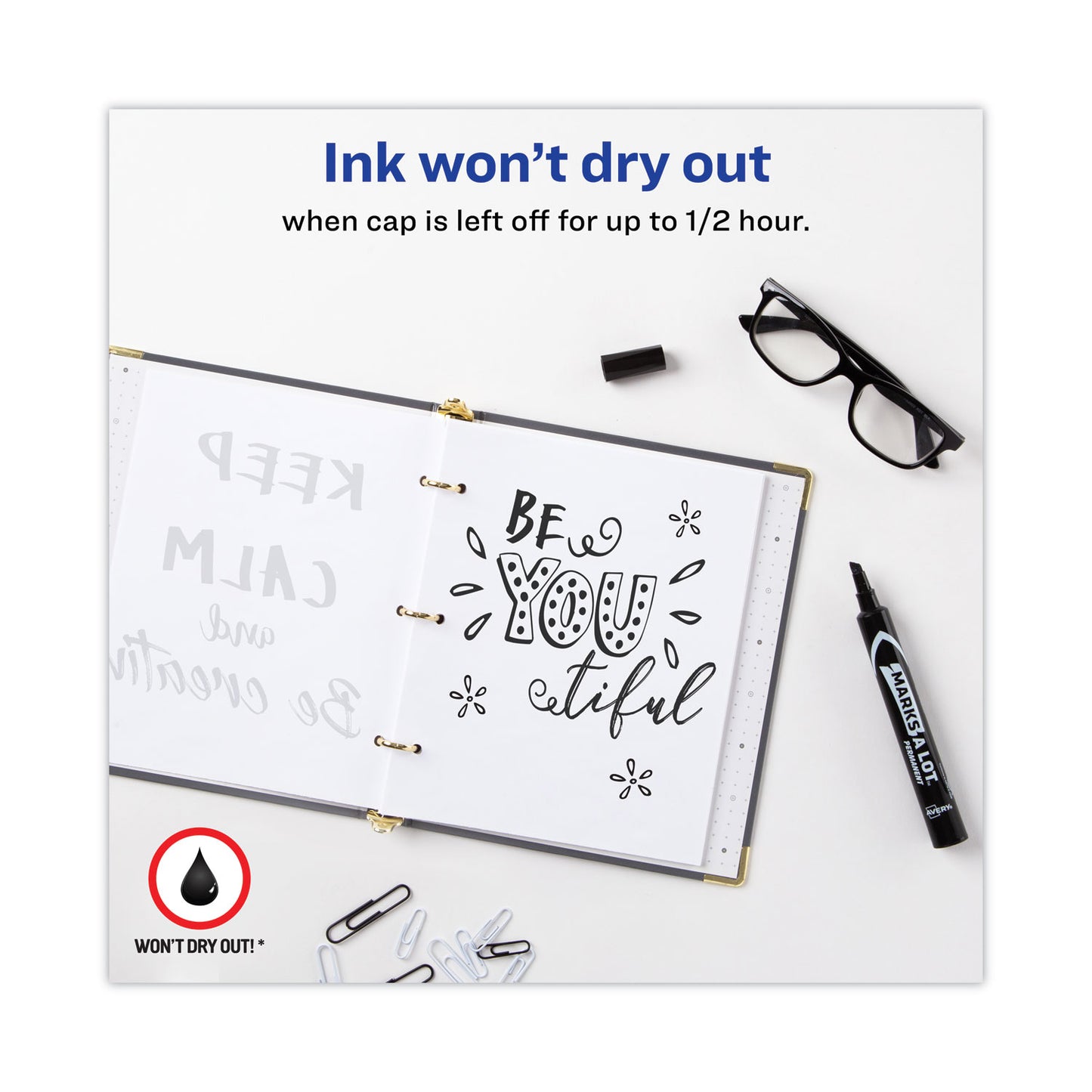 Avery MARKS A LOT Large Desk-Style Permanent Marker, Broad Chisel Tip, Black, Dozen (8888) (08888)