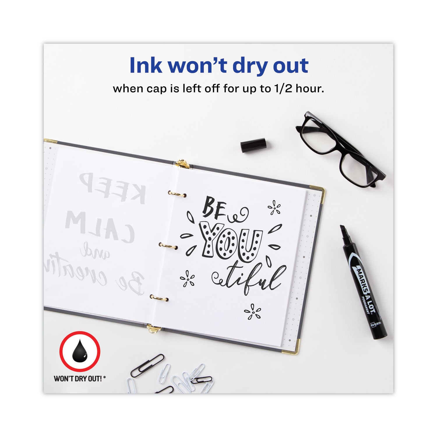 Avery MARKS A LOT Large Desk-Style Permanent Marker, Broad Chisel Tip, Black, Dozen (8888) (08888)