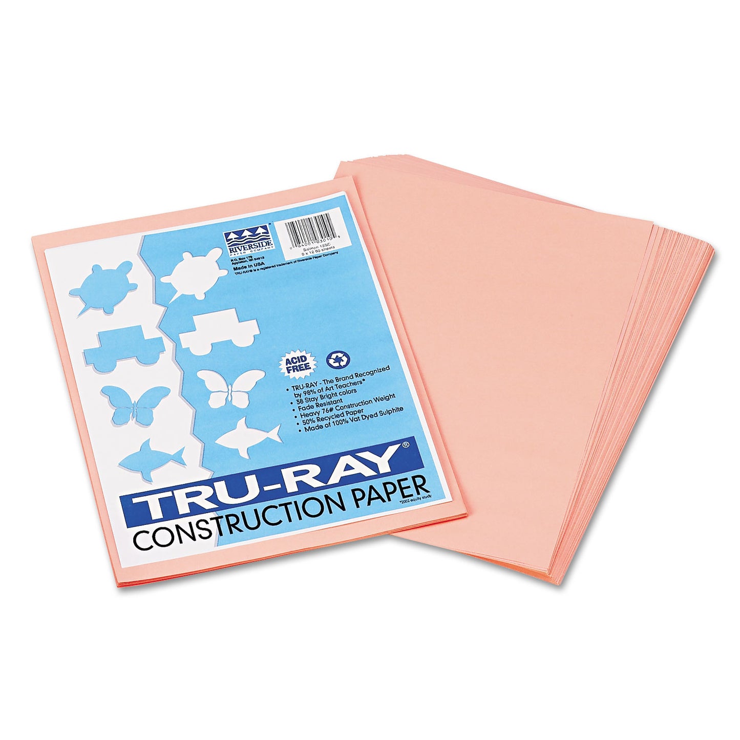 Pacon Tru-Ray Construction Paper, 76 lb Text Weight, 9 x 12, Salmon, 50/Pack (103010)