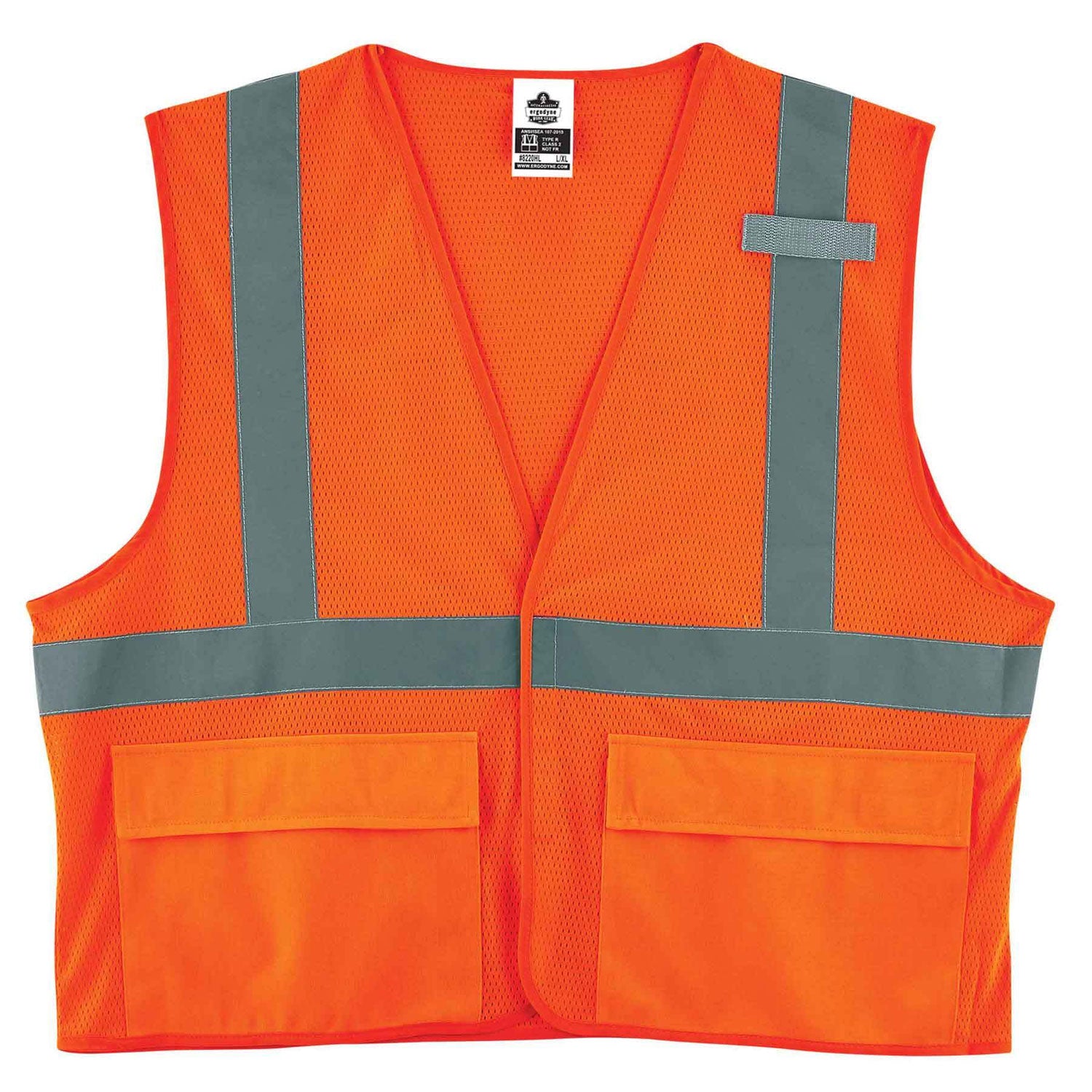 ergodyne GloWear 8220HL Class 2 Standard Mesh Hook and Loop Vest, Polyester, Large/X-Large, Orange (21135)