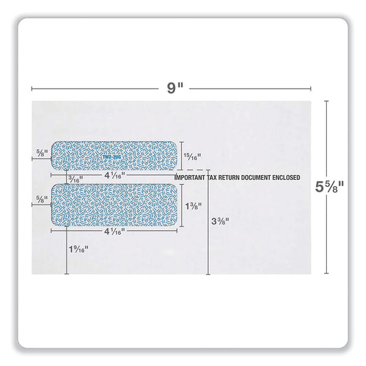 Adams W-2 Gummed Seal Double-Window Envelopes, Commercial Flap, Gummed Closure, 5.63 x 9, White, 24/Pack (2219LSR)