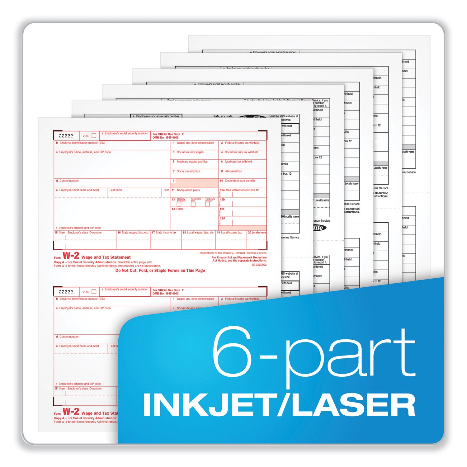 Adams W-2 Online Tax Kit, Fiscal Year: 2023, Six-Part Carbonless, 8 x 5.5, 2 Forms/Sheet, 10 Forms Total (22908KIT)