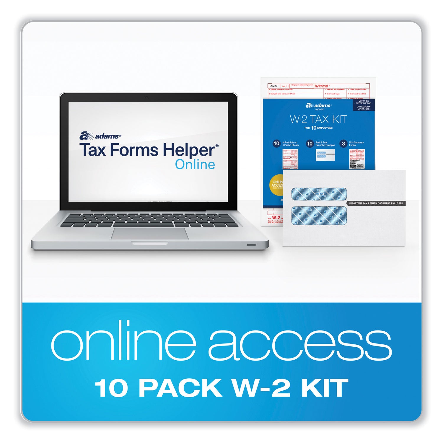 Adams W-2 Online Tax Kit, Fiscal Year: 2023, Six-Part Carbonless, 8 x 5.5, 2 Forms/Sheet, 10 Forms Total (22908KIT)