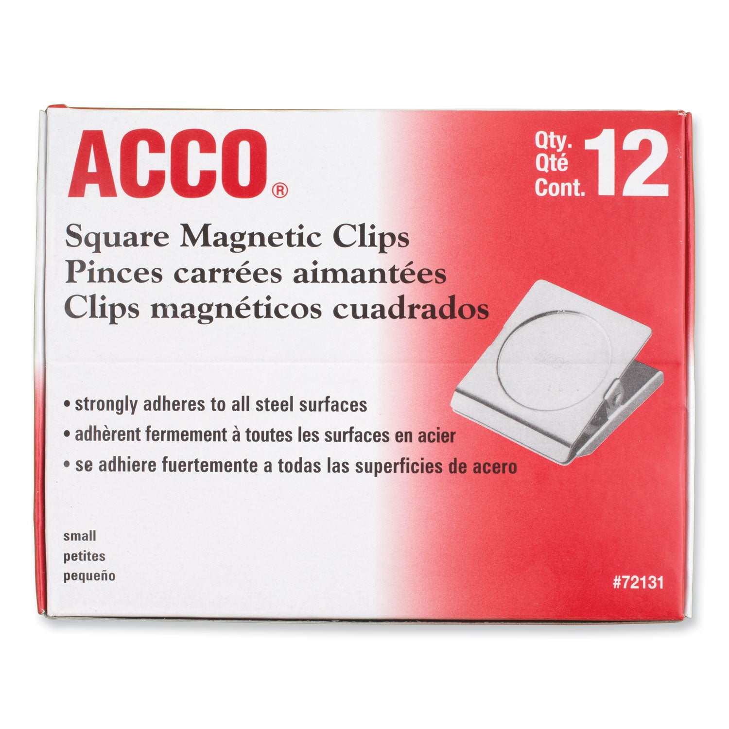 Acco Magnetic Clips, 0.88" Jaw Capacity, Silver, 12/Pack (72131)