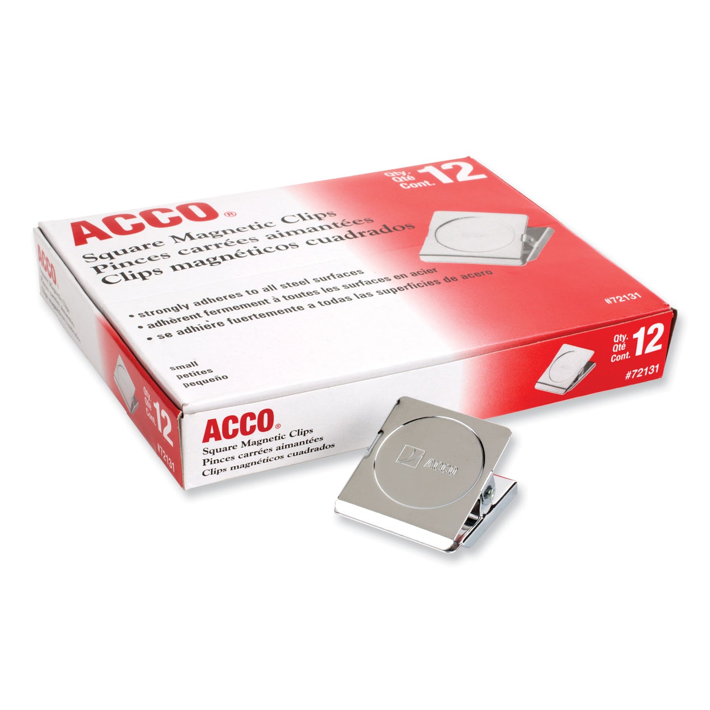 Acco Magnetic Clips, 0.88" Jaw Capacity, Silver, 12/Pack (72131)