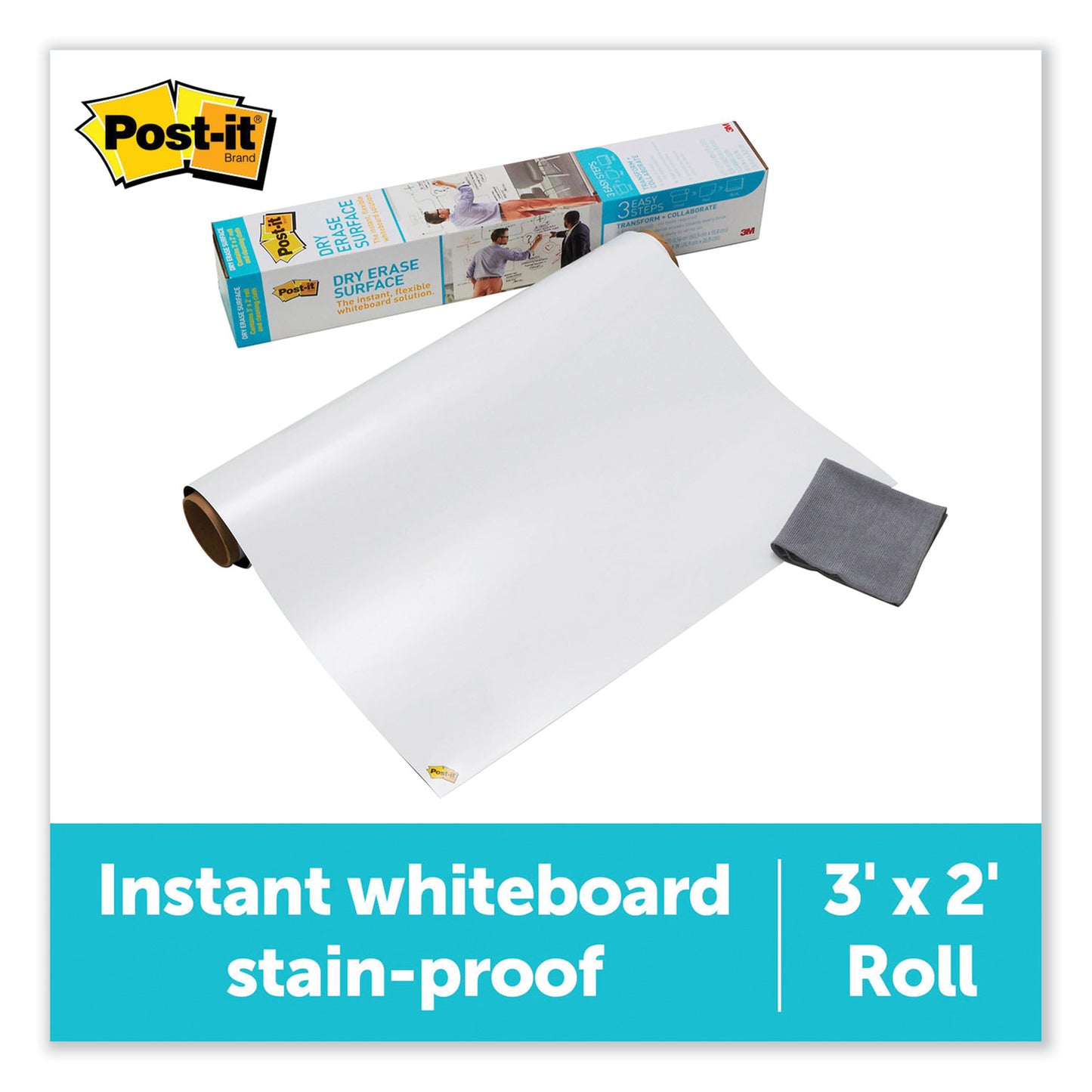 Post-it Dry Erase Surface with Adhesive Backing, 36 x 24, White Surface (DEF3X2)