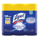 LYSOL Brand Disinfecting Wipes, 1-Ply, 7 x 7.25, Lemon and Lime Blossom, White, 35 Wipes/Canister, 3 Canisters/Pack (82159PK)