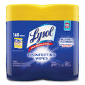 LYSOL Brand Disinfecting Wipes, 1-Ply, 7 x 7.25, Lemon and Lime Blossom, White, 80 Wipes/Canister, 2 Canisters/Pack (80296PK)