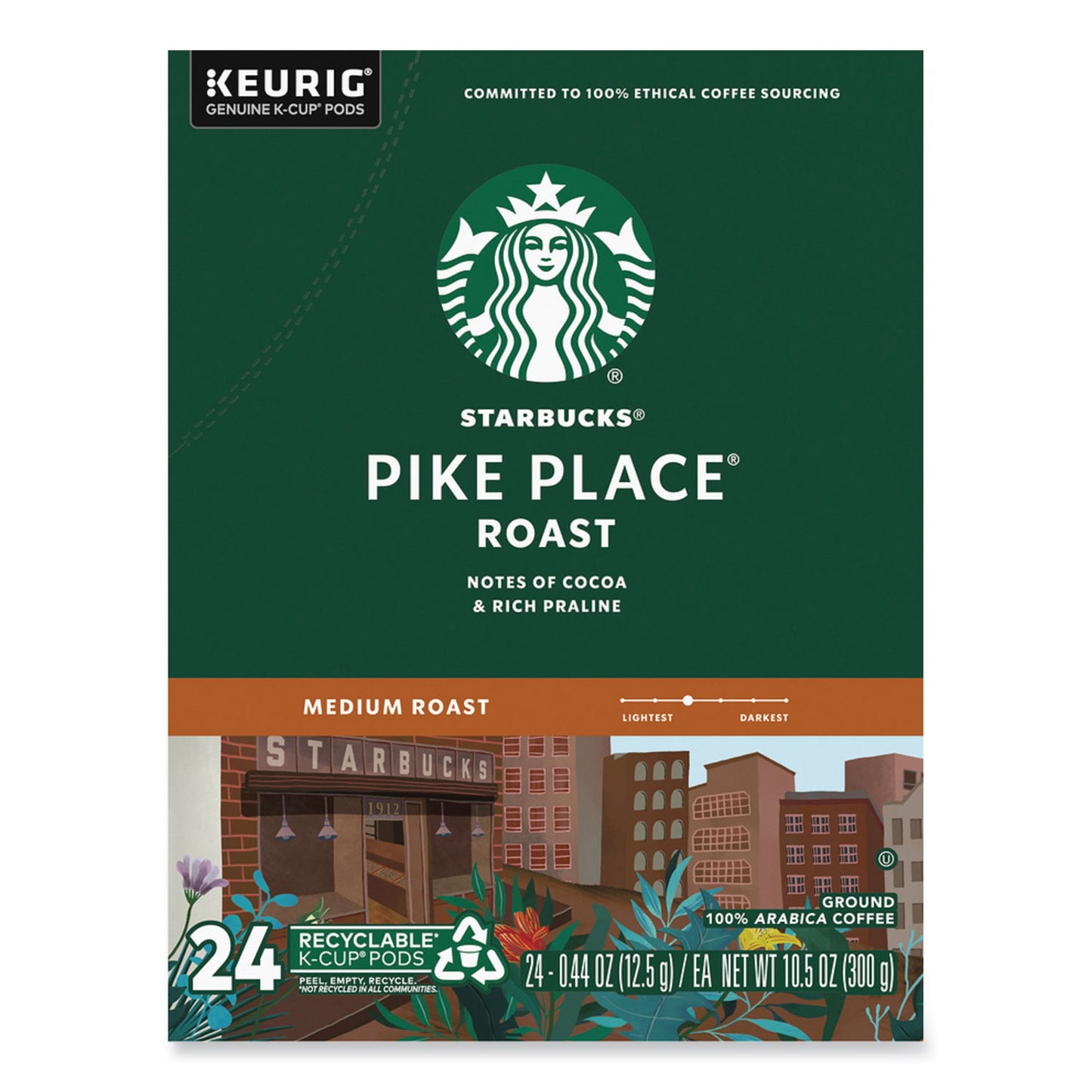 Starbucks Pike Place Coffee K-Cups Pack, 24/Box, 4 Box/Carton (011111156CT)