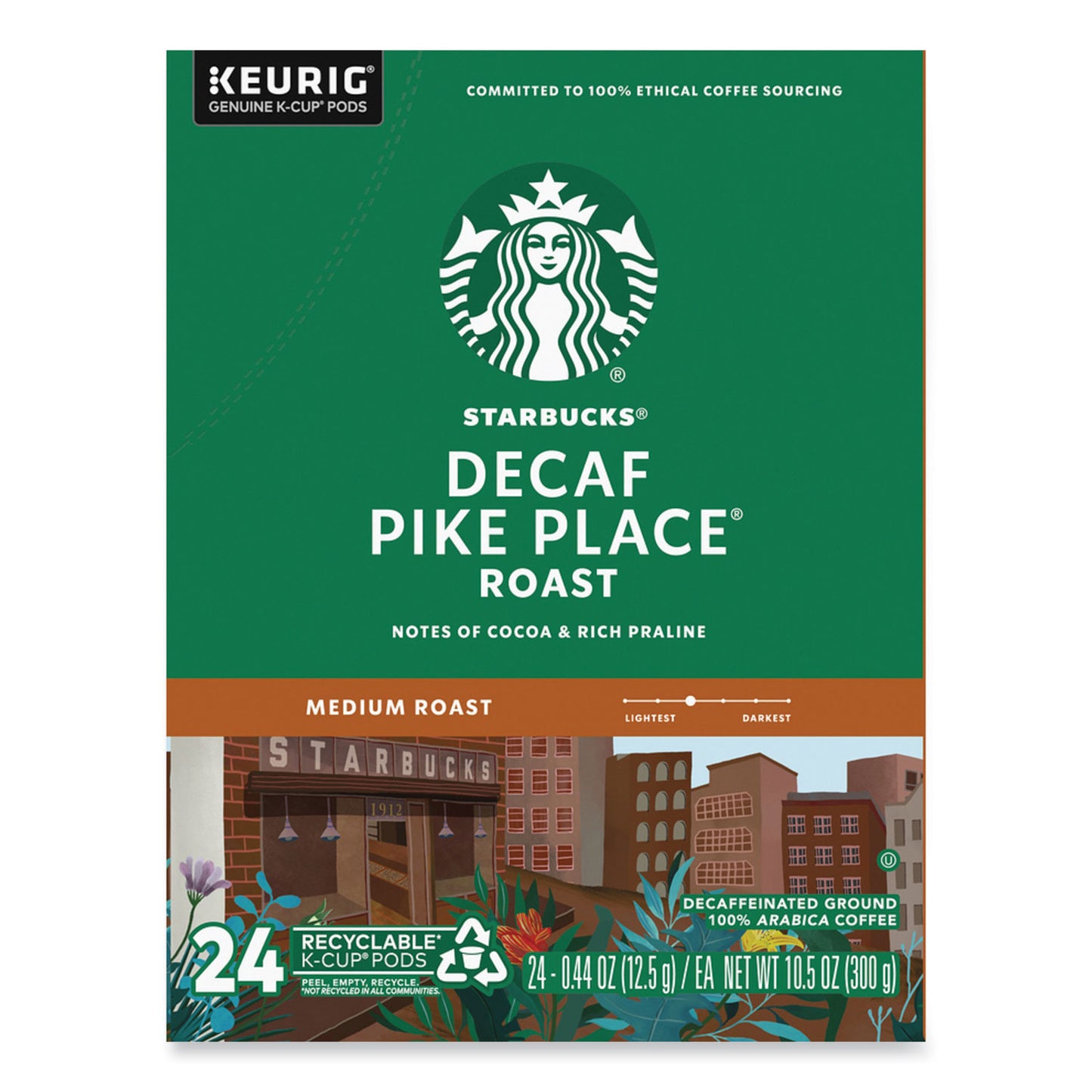 Starbucks Pike Place Decaf Coffee K-Cups, 96/Carton (011111161CT)