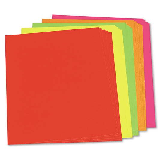 Pacon Neon Color Poster Board, 22 x 28, Lemon, Lime, Orange, Pink, Red, 25/Carton (104234)