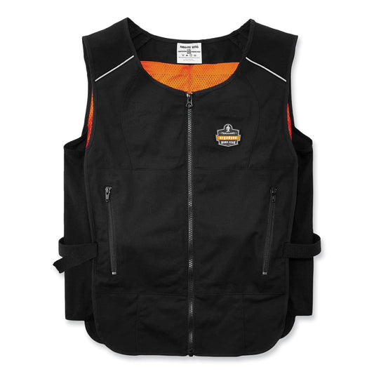 ergodyne Chill-Its 6255 Lightweight Phase Change Cooling Vest, Cotton/Polyester, Small/Medium, Black (12123)