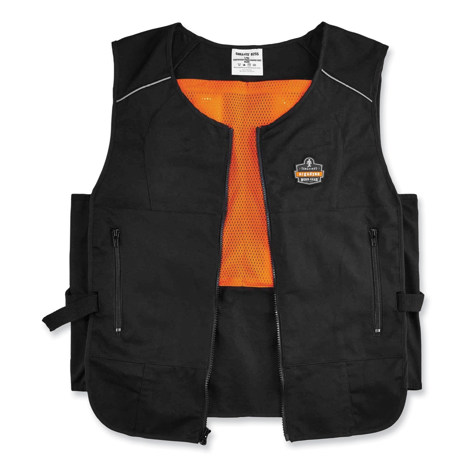 ergodyne Chill-Its 6255 Lightweight Phase Change Cooling Vest, Cotton/Polyester, Small/Medium, Black (12123)