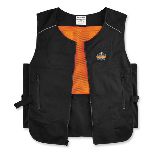 ergodyne Chill-Its 6255 Lightweight Phase Change Cooling Vest, Cotton/Polyester, Small/Medium, Black (12123)