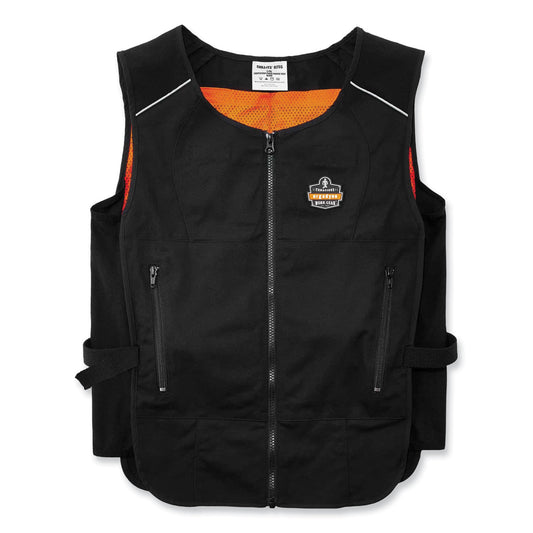 ergodyne Chill-Its 6255 Lightweight Phase Change Cooling Vest, Cotton/Polyester, Large/X-Large, Black (12125)