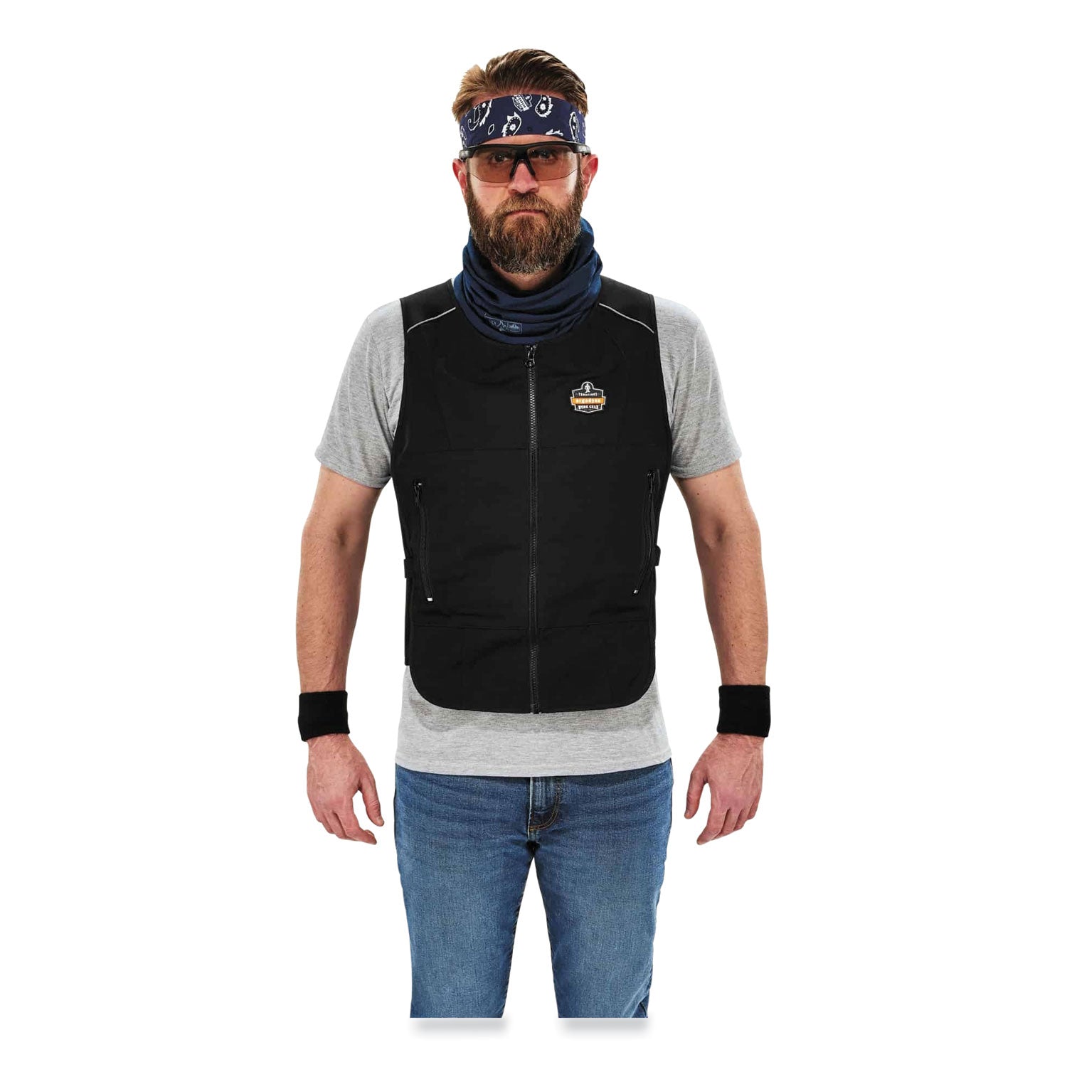 ergodyne Chill-Its 6255 Lightweight Phase Change Cooling Vest, Cotton/Polyester, Large/X-Large, Black (12125)