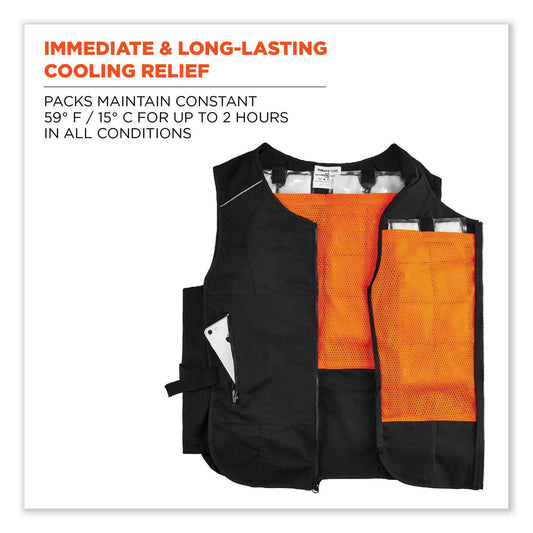 ergodyne Chill-Its 6260 Lightweight Phase Change Cooling Vest with Packs, Cotton/Polyester, Small/Medium, Black (12133)