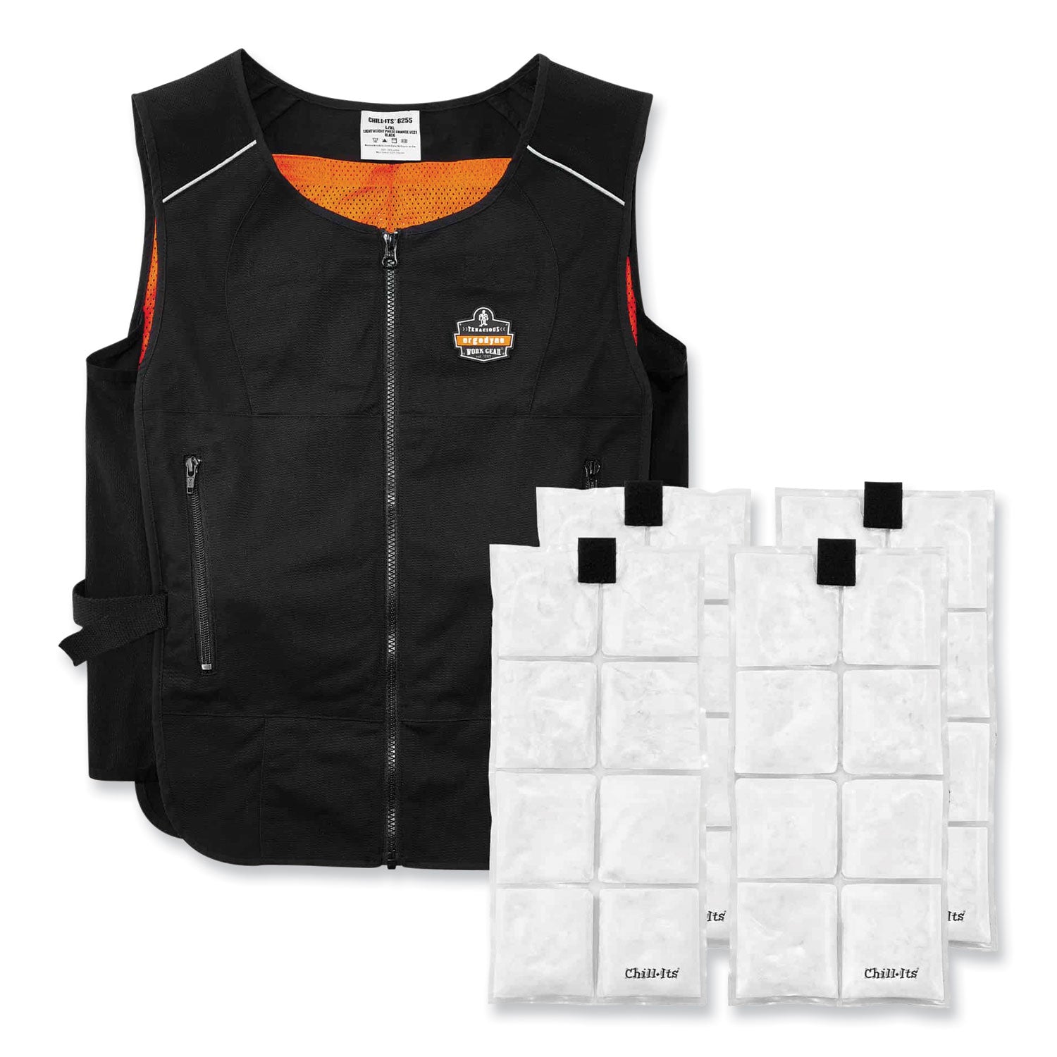 ergodyne Chill-Its 6260 Lightweight Phase Change Cooling Vest with Packs, Cotton/Polyester, Large/X-Large, Black (12135)
