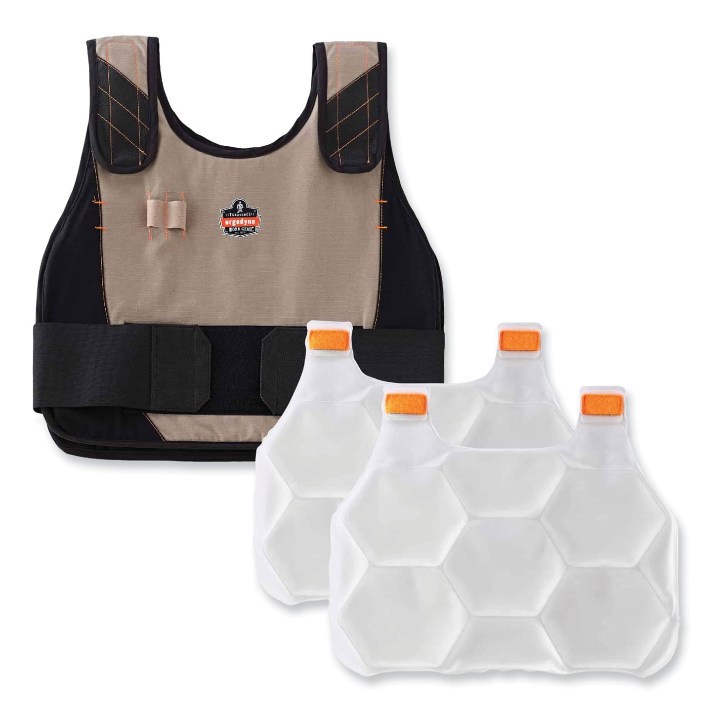 ergodyne Chill-Its 6215 Premium FR Phase Change Cooling Vest with Packs, Modacrylic Cotton, Small/Medium, Khaki (12200)