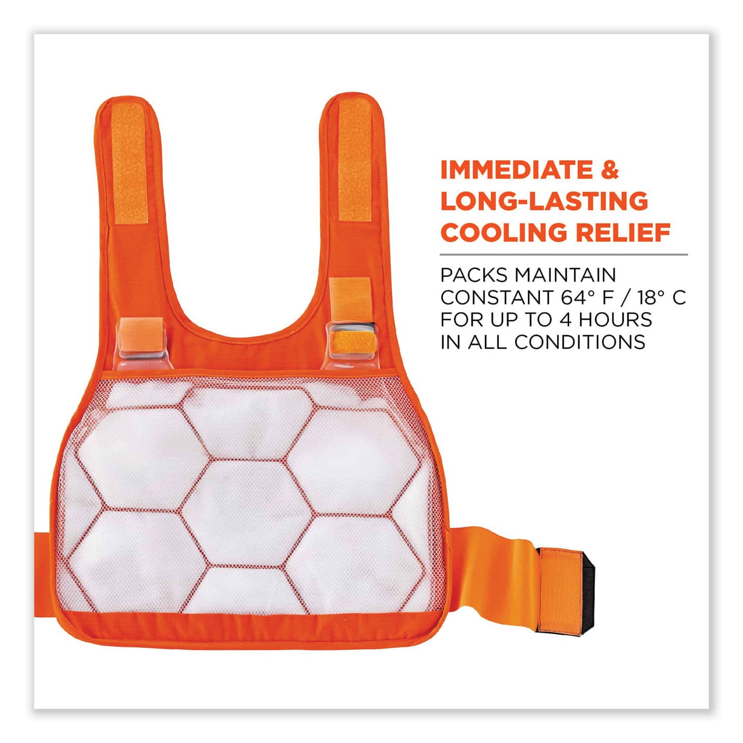 ergodyne Chill-Its 6215 Premium FR Phase Change Cooling Vest with Packs, Modacrylic Cotton, Small/Medium, Orange (12220)