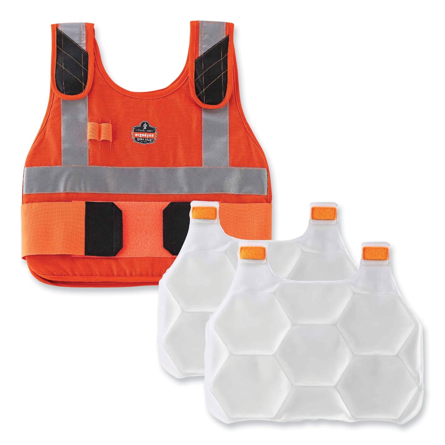 ergodyne Chill-Its 6215 Premium FR Phase Change Cooling Vest with Packs, Modacrylic Cotton, Large/X-Large, Orange (12221)