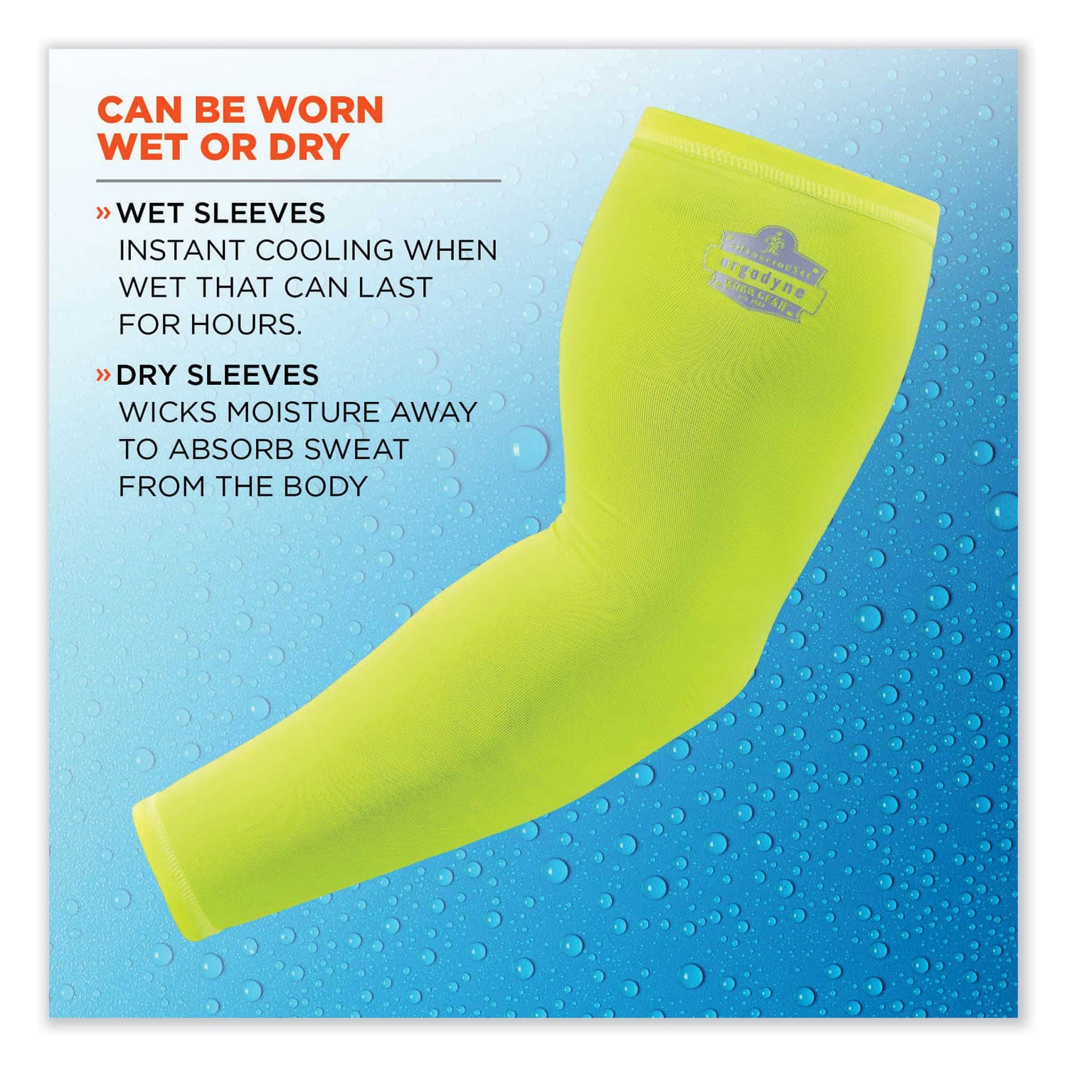 ergodyne Chill-Its 6690 Performance Knit Cooling Arm Sleeve, Polyester/Spandex, Large, Lime, 2 Sleeves (12284)